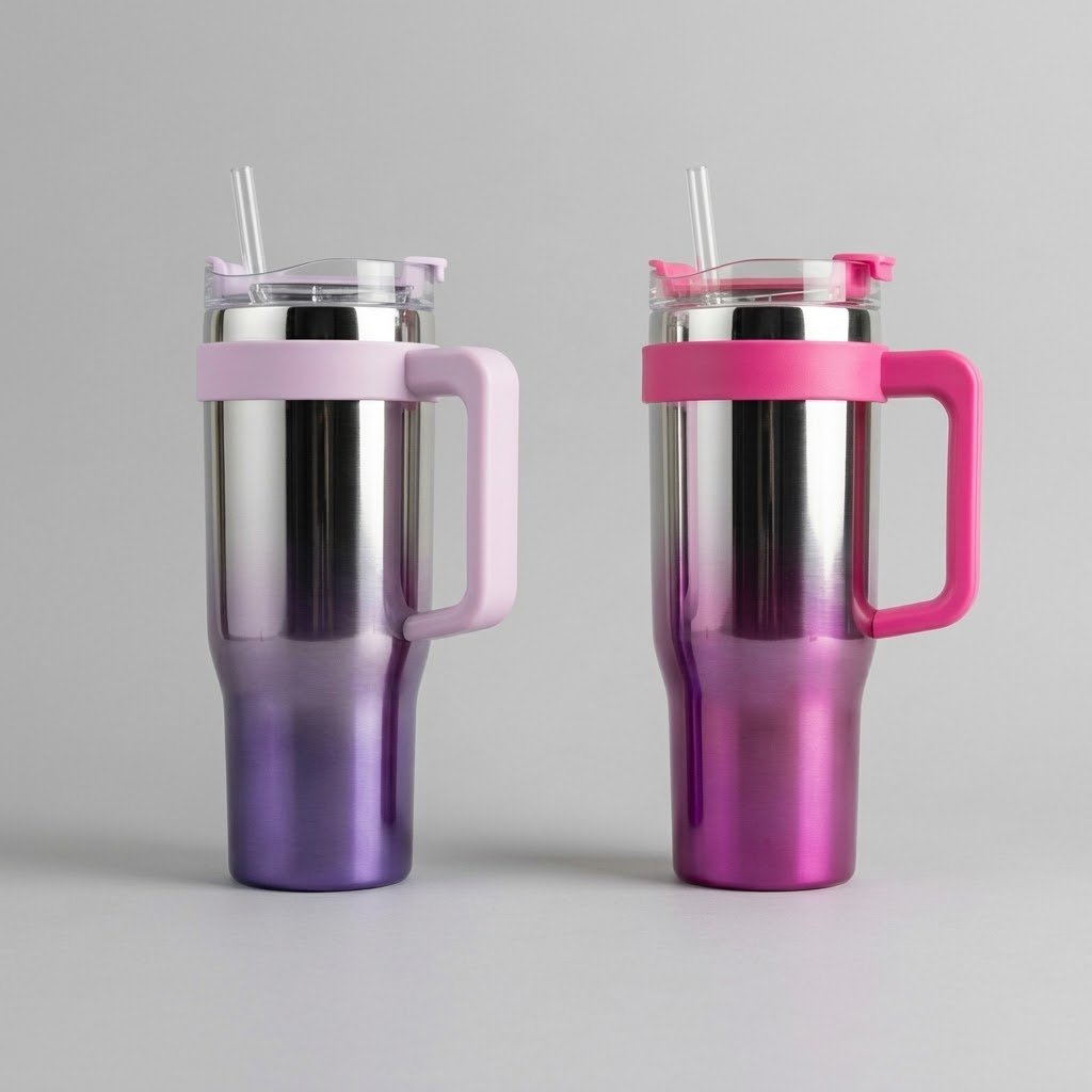 Stainless Steel Vacuum Insulated Tumbler Mug with Handle & Straw (40 oz)